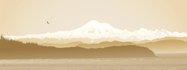 华盛顿州贝克山全景（棕褐色）素材图片