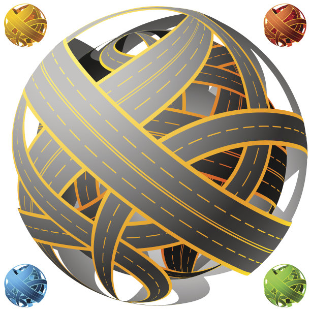 路一束。交通堵塞。球形素材图片