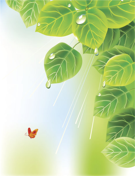 带叶子的绿色背景图片下载