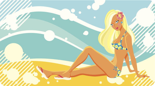 女孩和海图片下载