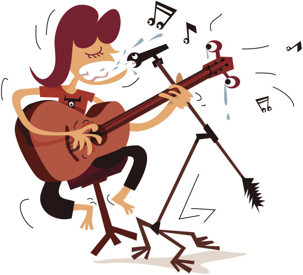 女孩唱歌和弹吉他图片下载