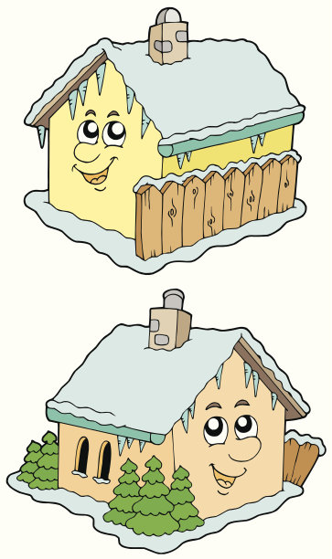 卡通冬季房屋图片下载