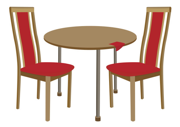 两把红椅子和一张圆桌图片下载