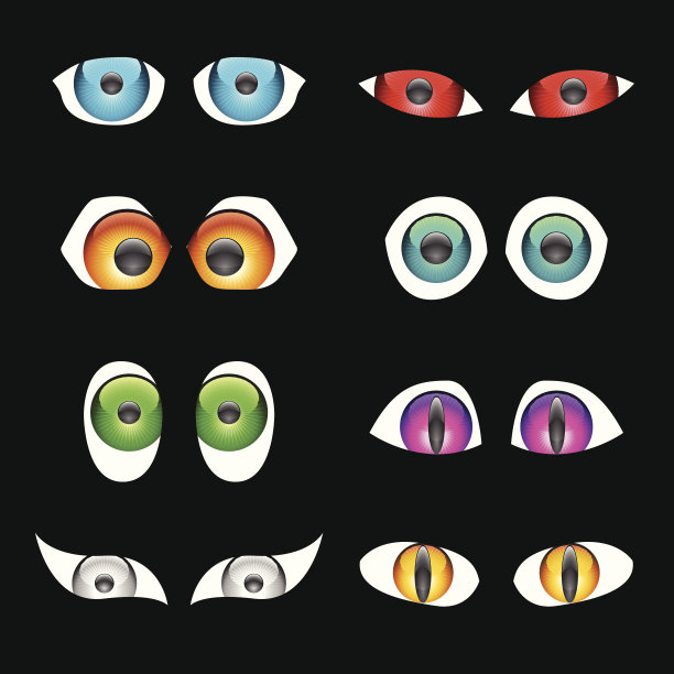 矢量闪亮卡通眼睛图片下载