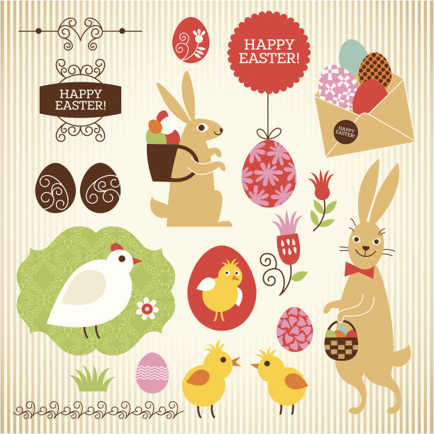 一套复活节装饰元素图片下载