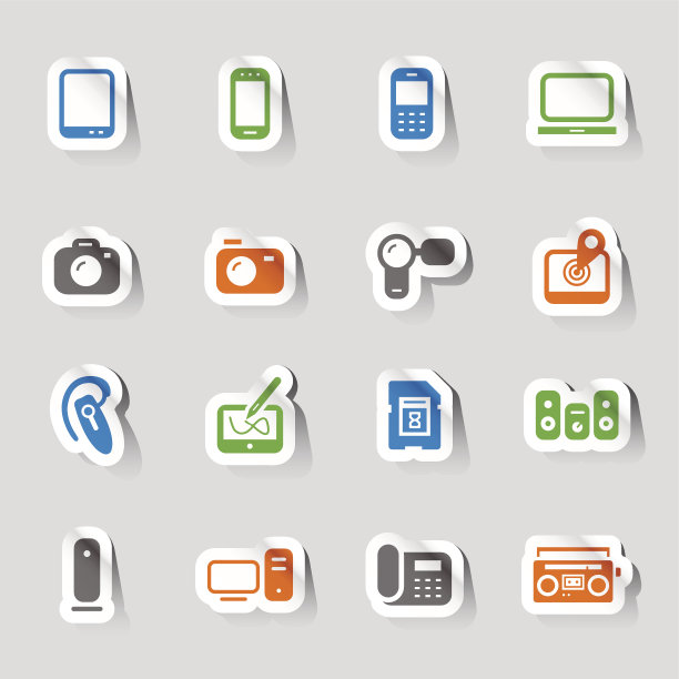 贴纸-媒体和技术图标图片下载