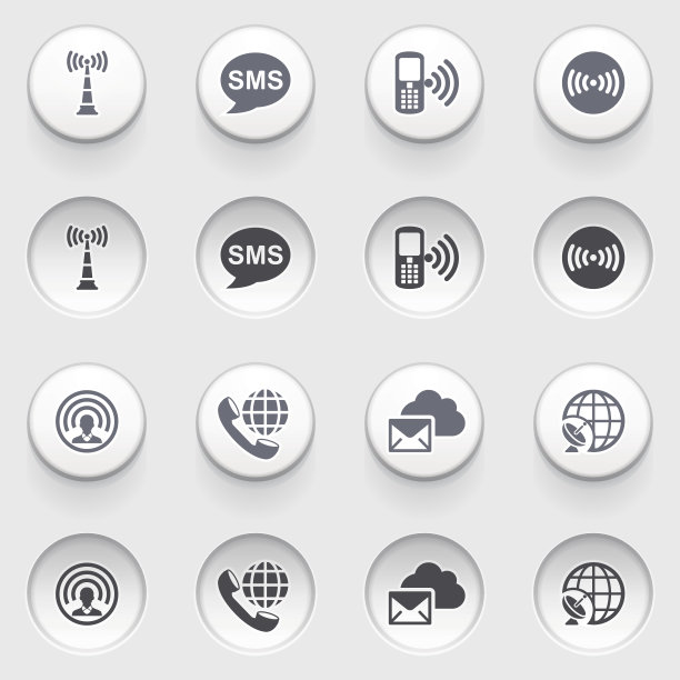 沟通轮廓图标上的白色按钮。图片下载