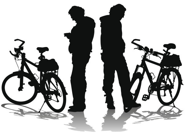 骑自行车的人在休息图片下载