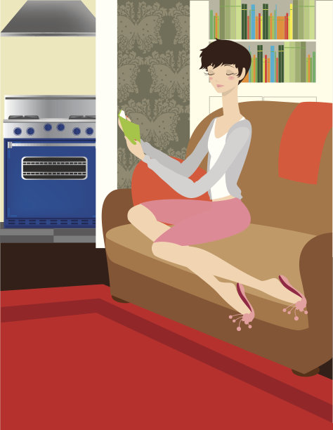 在家读书的女人图片下载