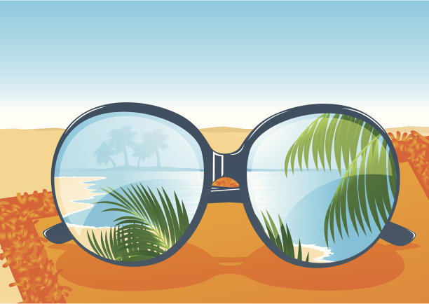 在太阳镜的倒影图片下载