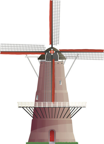 荷兰风车孤立图片下载