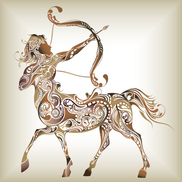 射手座:黄道十二宫，多种颜色的棕色素材图片