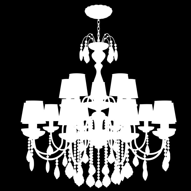 孤立在黑色上的水晶吊灯图片下载