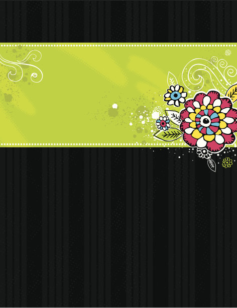 在黑色背景上手绘花朵图片下载