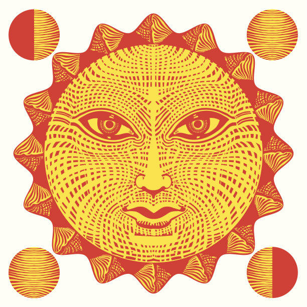 太阳的脸木刻图片下载