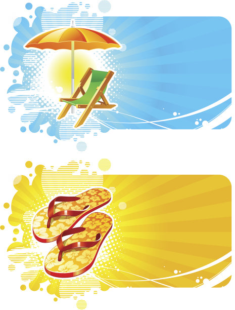 海滩和度假村矢量框架图片下载