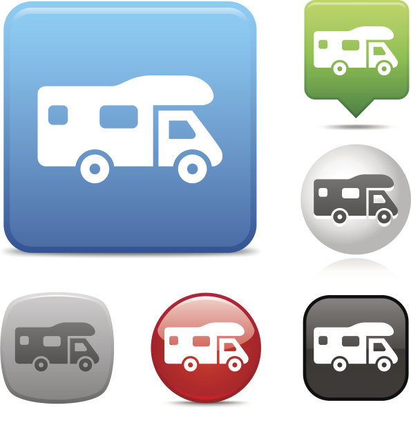 白色背景上的六个房车图标图片下载