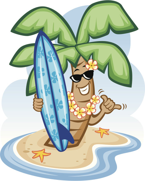 棕榈树和冲浪板图片下载