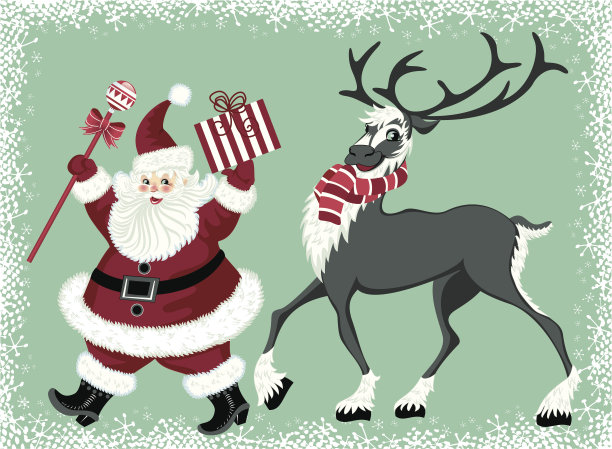 圣诞老人和驯鹿素材图片