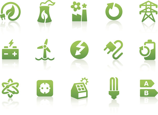 白色背景上的绿色能源图标图片下载