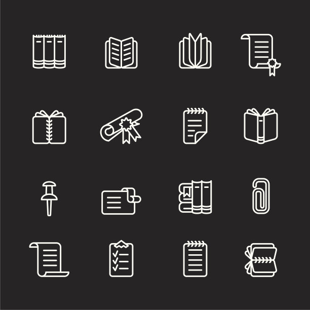 书籍和文具图标集图片下载