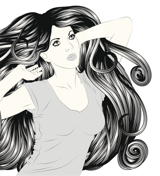 头发细密的女人素材图片