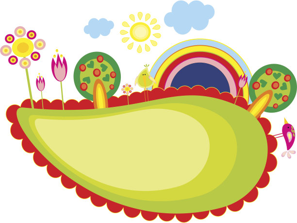 树，鸟和彩虹。图片下载