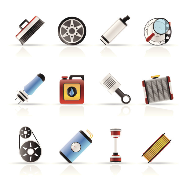 逼真的汽车部件和服务图标图片下载