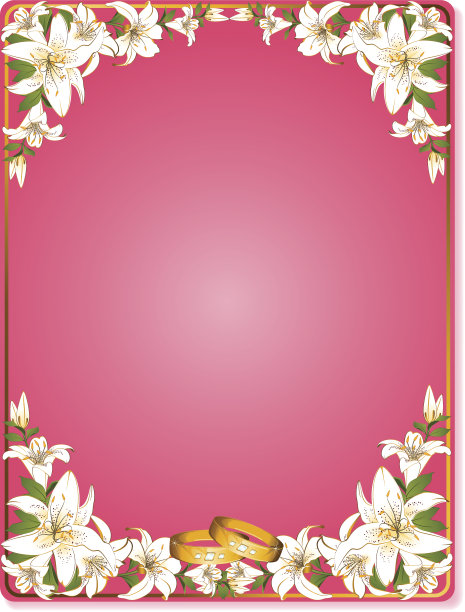 矢量两个结婚戒指上的背景与百合图片下载