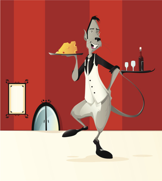 端盘子的老鼠服务员图片下载