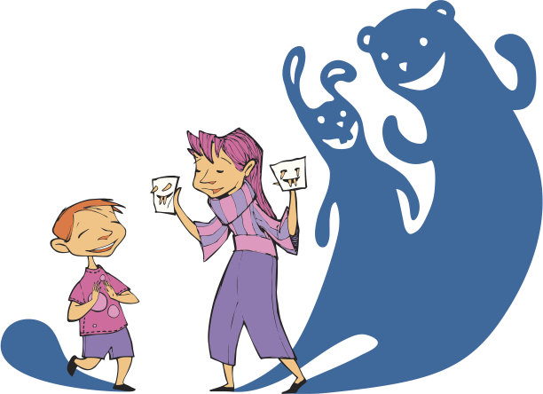 女孩和男孩在玩影子图片下载