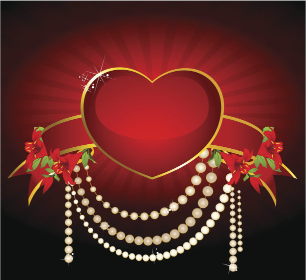 矢量花和心图片下载