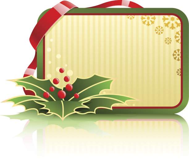 圣诞贺卡与冬青和丝带图片下载