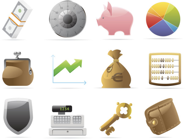 金融、金钱和安全的图标图片下载