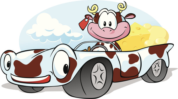 牛在酷车里图片下载