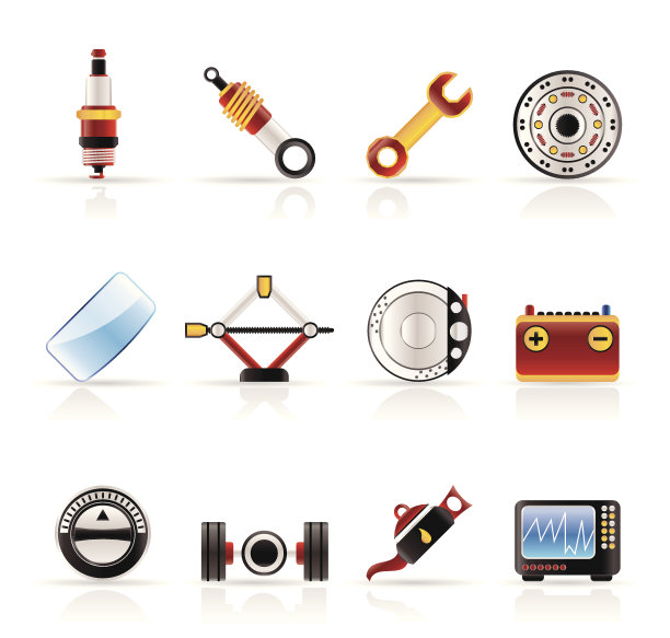 逼真的汽车部件和服务图标图片下载