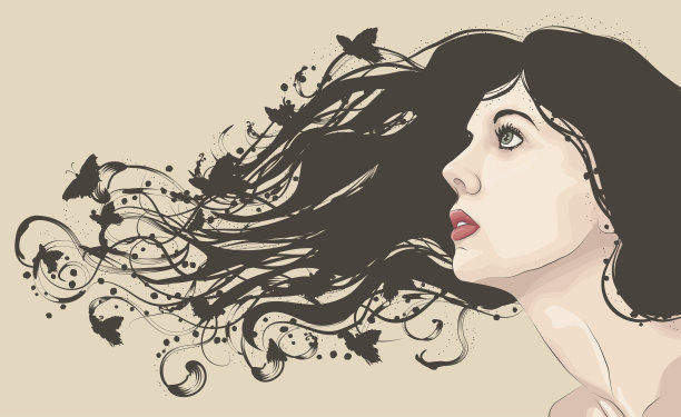 长着飘逸长发的女人的脸图片下载