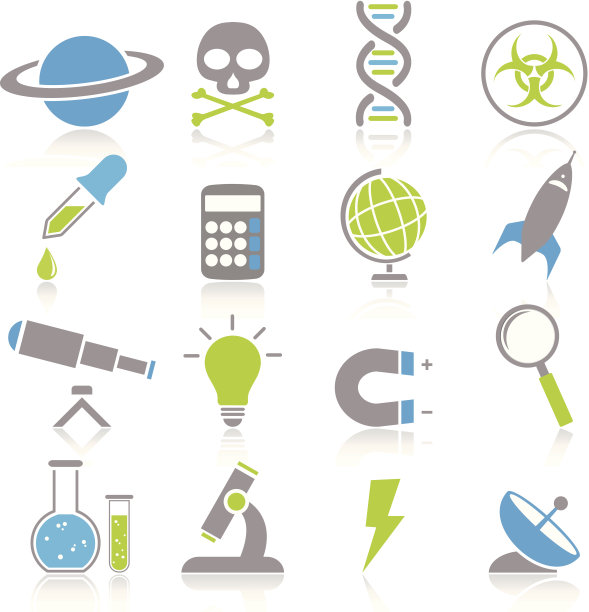 展示16个科学图标的海报图片下载