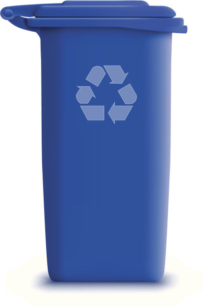 向量蓝色回收垃圾桶图片下载