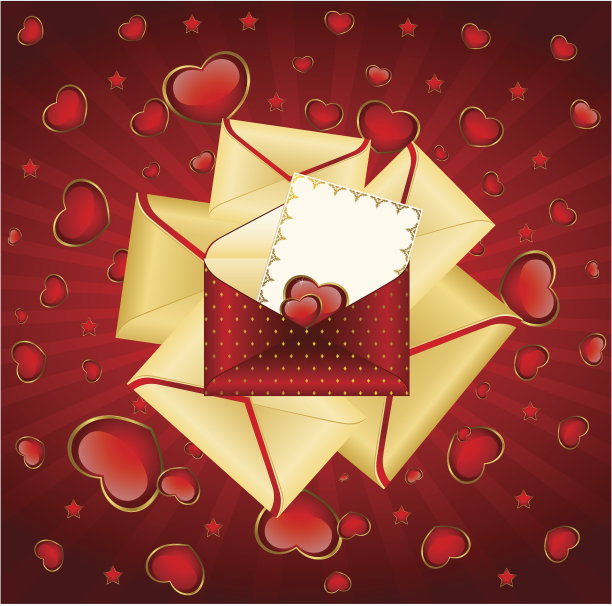 红心的庆祝信封。向量图片下载