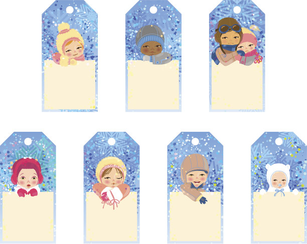 一套儿童礼物标签图片下载