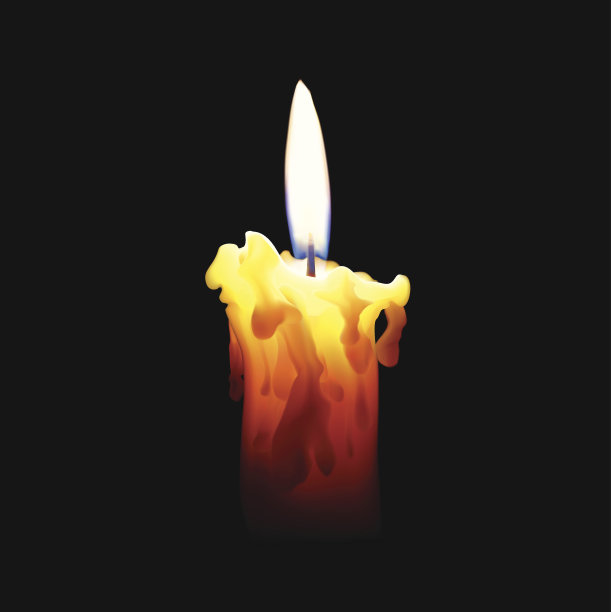 矢量蜡烛与火在黑色背景。图片下载