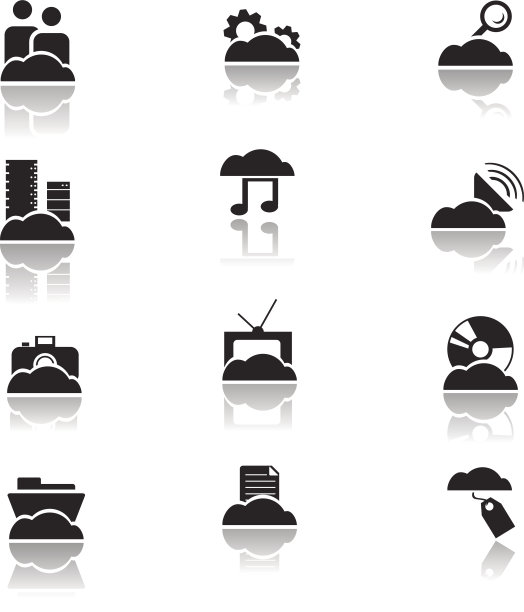 云计算存储和设置图标与反射图片下载