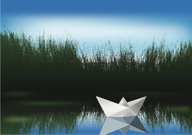 纸船在水上素材图片