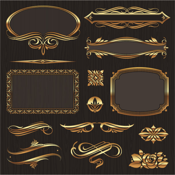 黄金设计元素&页面装饰素材图片