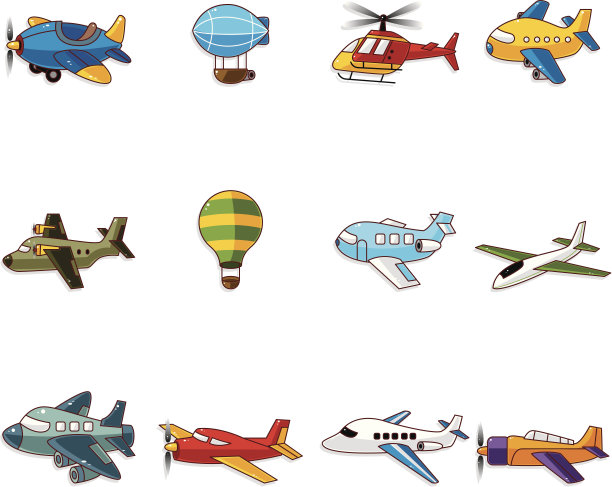 卡通飞机图标集图片下载