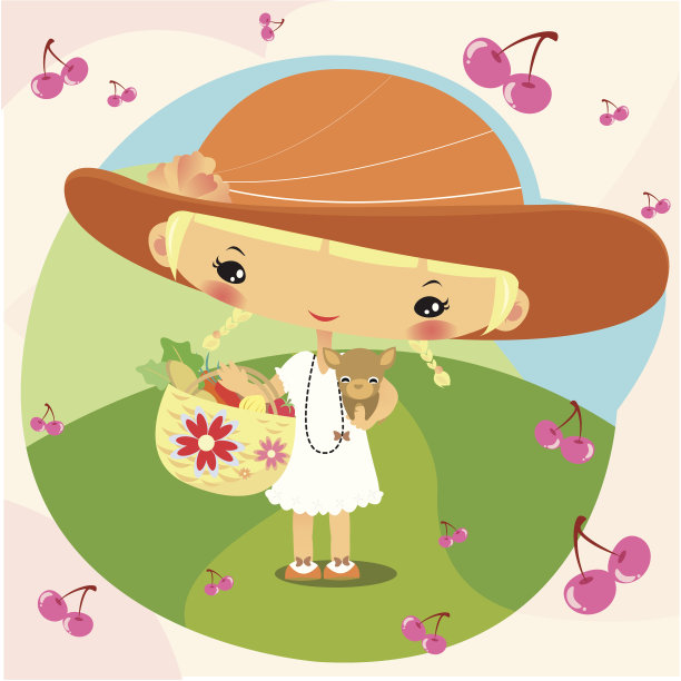 可爱的女孩购物与她的宠物狗图片下载