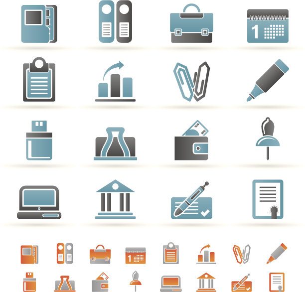 商业，办公室和金融图标图片下载