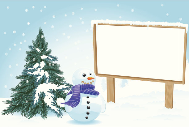 广告牌的雪人图片下载