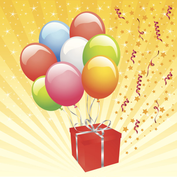 彩色气球和礼物图片下载